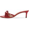 imageFSJ Women Summer Slip On Heeled Sandal Open Toe Bows Patent Cutout Ladies Dress Slide Slippers Size 415 USRed