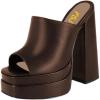 imageFSJ Women Chunky Platform Sandals Slip On Square Open Toe High Heel Sexy Mules Fashion Heeled Slide Party Date Dress Shoes Size 416 USSaddle Brown