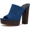 imageFSJ Women Open Toe Mules Platform Clogs Block High Heel Slides Sandal Wooden Chunky Heel Casual Summer Dressy Slippers Shoes Size 416 USBlue