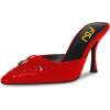 imageFSJ Women Pointed Closed Toe Stiletto High Heel Mules Sandals Slip On Strappy Bow Backless Casual Summer Dress Slipper Size 415 USRed