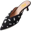 imageFSJ Women Retro Crystal Rhinestone Pointed Toe Slip on Kitten Heel Mules Low Heel Pumps Slide Slipper Girls Party Classic Outfit Sandals Size 415 USBlack