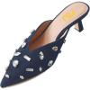 imageFSJ Women Retro Crystal Rhinestone Pointed Toe Slip on Kitten Heel Mules Low Heel Pumps Slide Slipper Girls Party Classic Outfit Sandals Size 415 USBlue