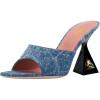 imageFSJ Women Square Open Toe Mules Slip On Chic Crystal Flared Heel Sildes Sandals Backless Fashion Wedding Dress Slipper Shoes Size 416 USDenim