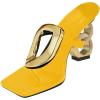 imageFSJ Women Square Open Toe Thong High Heel Sandals Gold Detail Chain Heel Flip Flops SlipOn Summer Mules Comfortable Sexy Slippers Size 416 USYellow