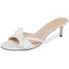 imageFSJ Women Summer Slip On Heeled Sandal Open Toe Bows Patent Cutout Ladies Dress Slide Slippers Size 415 USIvory