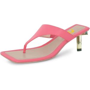 imageFSJ Women Chic Square Open Toe Mid Heel Sandals Slip On Thong Flip Flops Summer Dress Slide Shoes Size 415 USPink