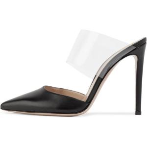 imageFSJ Women Clear Strap Stiletto High Heels Sandals Pointed Toe Comfortable Mules Slipper Pumps Sexy Party Shoes Size 415 USBlack