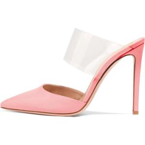 imageFSJ Women Clear Strap Stiletto High Heels Sandals Pointed Toe Comfortable Mules Slipper Pumps Sexy Party Shoes Size 415 USPink