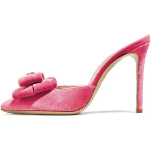 imageFSJ Women Stylish High Heels Mule Sandals Pointed Toe Bowknot Stilettos Slide Shoes Size 415 USHot Pink