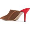 imageFSJ Women Basic Pointed Toe Mules Stiletto Heels Sandals Slip On Evening Party Shoes Size 415 USBrownred