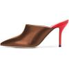 imageFSJ Women Basic Pointed Toe Mules Stiletto Heels Sandals Slip On Evening Party Shoes Size 415 USBrownred