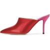 imageFSJ Women Basic Pointed Toe Mules Stiletto Heels Sandals Slip On Evening Party Shoes Size 415 USRedpink
