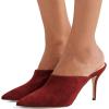 imageFSJ Women Basic Pointed Toe Mules Stiletto Heels Sandals Slip On Evening Party Shoes Size 415 USWine