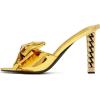 imageFSJ Women Bow Heeled Sandals Slip On Open Toe Metal Chain Block Chunky Heel Mules Metallic Knot Wedding Summer Evening Dress Shoes Size 416 USGold