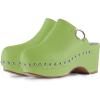 imageFSJ Women Casual Closed Toe Platform Mid Heel Slides Mules Backless Slip On Round Metal Studded Rivets Clogs Shoes Size 415 USGreen