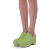 imageFSJ Women Casual Closed Toe Platform Mid Heel Slides Mules Backless Slip On Round Metal Studded Rivets Clogs Shoes Size 415 USGreen