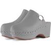 imageFSJ Women Casual Closed Toe Platform Mid Heel Slides Mules Backless Slip On Round Metal Studded Rivets Clogs Shoes Size 415 USGrey
