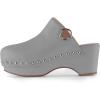 imageFSJ Women Casual Closed Toe Platform Mid Heel Slides Mules Backless Slip On Round Metal Studded Rivets Clogs Shoes Size 415 USGrey