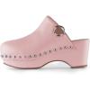imageFSJ Women Casual Closed Toe Platform Mid Heel Slides Mules Backless Slip On Round Metal Studded Rivets Clogs Shoes Size 415 USLightpink
