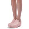 imageFSJ Women Casual Closed Toe Platform Mid Heel Slides Mules Backless Slip On Round Metal Studded Rivets Clogs Shoes Size 415 USLightpink