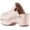imageFSJ Women Casual Closed Toe Platform Mid Heel Slides Mules Backless Slip On Round Metal Studded Rivets Clogs Shoes Size 415 USNude
