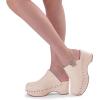 imageFSJ Women Casual Closed Toe Platform Mid Heel Slides Mules Backless Slip On Round Metal Studded Rivets Clogs Shoes Size 415 USNude