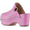 imageFSJ Women Casual Closed Toe Platform Mid Heel Slides Mules Backless Slip On Round Metal Studded Rivets Clogs Shoes Size 415 USVioletred