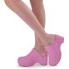 imageFSJ Women Casual Closed Toe Platform Mid Heel Slides Mules Backless Slip On Round Metal Studded Rivets Clogs Shoes Size 415 USVioletred