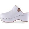 imageFSJ Women Casual Closed Toe Platform Mid Heel Slides Mules Backless Slip On Round Metal Studded Rivets Clogs Shoes Size 415 USWhite