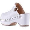 imageFSJ Women Casual Closed Toe Platform Mid Heel Slides Mules Backless Slip On Round Metal Studded Rivets Clogs Shoes Size 415 USWhite