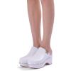 imageFSJ Women Casual Closed Toe Platform Mid Heel Slides Mules Backless Slip On Round Metal Studded Rivets Clogs Shoes Size 415 USWhite