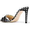 imageFSJ Women Casual Peep Toe Mule Sandals Stiletto High Heels Party Evening Shoe Size 415 M USBlack Dots