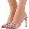 imageFSJ Women Casual Peep Toe Mule Sandals Stiletto High Heels Party Evening Shoe Size 415 M USPink Multi
