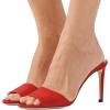imageFSJ Women Casual Peep Toe Mule Sandals Stiletto High Heels Party Evening Shoe Size 415 M USRed