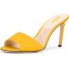 imageFSJ Women Casual Peep Toe Mule Sandals Stiletto High Heels Party Evening Shoe Size 415 M USYellow Satin