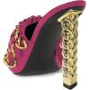 imageFSJ Women Chains Peep Toe Gold Metal Chunky High Heel Sandals Graceful Slip On Comfortable Summer Casual Mules Size 415 USFuchsia