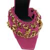 imageFSJ Women Chains Peep Toe Gold Metal Chunky High Heel Sandals Graceful Slip On Comfortable Summer Casual Mules Size 415 USFuchsia