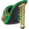 imageFSJ Women Chains Peep Toe Gold Metal Chunky High Heel Sandals Graceful Slip On Comfortable Summer Casual Mules Size 415 USGreen