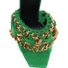 imageFSJ Women Chains Peep Toe Gold Metal Chunky High Heel Sandals Graceful Slip On Comfortable Summer Casual Mules Size 415 USGreen