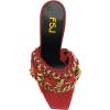 imageFSJ Women Chains Peep Toe Gold Metal Chunky High Heel Sandals Graceful Slip On Comfortable Summer Casual Mules Size 415 USRed
