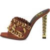 imageFSJ Women Chains Peep Toe Gold Metal Chunky High Heel Sandals Graceful Slip On Comfortable Summer Casual Mules Size 415 USSienna