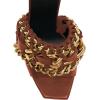imageFSJ Women Chains Peep Toe Gold Metal Chunky High Heel Sandals Graceful Slip On Comfortable Summer Casual Mules Size 415 USSienna