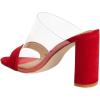 imageFSJ Women Clear Open Toe Sandals Slip On Chunky High Heels Slide Mules Fashion Pumps Transparent Shoes Size 415 USRed
