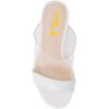 imageFSJ Women Clear Open Toe Sandals Slip On Chunky High Heels Slide Mules Fashion Pumps Transparent Shoes Size 415 USWhite