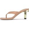 imageFSJ Women Flip Flops Sandals Metal Kitten Heel Square Open Toe Slip On Thong Dress Party Slippers Sexy Heeled Slide Mules Size 415 USNude