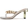imageFSJ Women Flip Flops Sandals Metal Kitten Heel Square Open Toe Slip On Thong Dress Party Slippers Sexy Heeled Slide Mules Size 415 USSilverchain