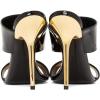 imageFSJ Women Sexy Double Strap Gold Slim High Heels Sandals Open Toe Slip On Slide Mules Size 415 USBlack