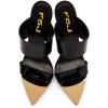 imageFSJ Women Sexy Double Strap Gold Slim High Heels Sandals Open Toe Slip On Slide Mules Size 415 USBlack
