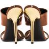 imageFSJ Women Sexy Double Strap Gold Slim High Heels Sandals Open Toe Slip On Slide Mules Size 415 USChocolate