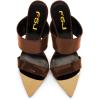 imageFSJ Women Sexy Double Strap Gold Slim High Heels Sandals Open Toe Slip On Slide Mules Size 415 USChocolate